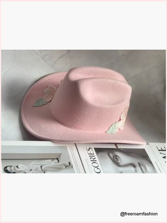 Vintage Wide Brim Cowgirl Hat Stiff Felt Western Outback Panama Cowboy Style